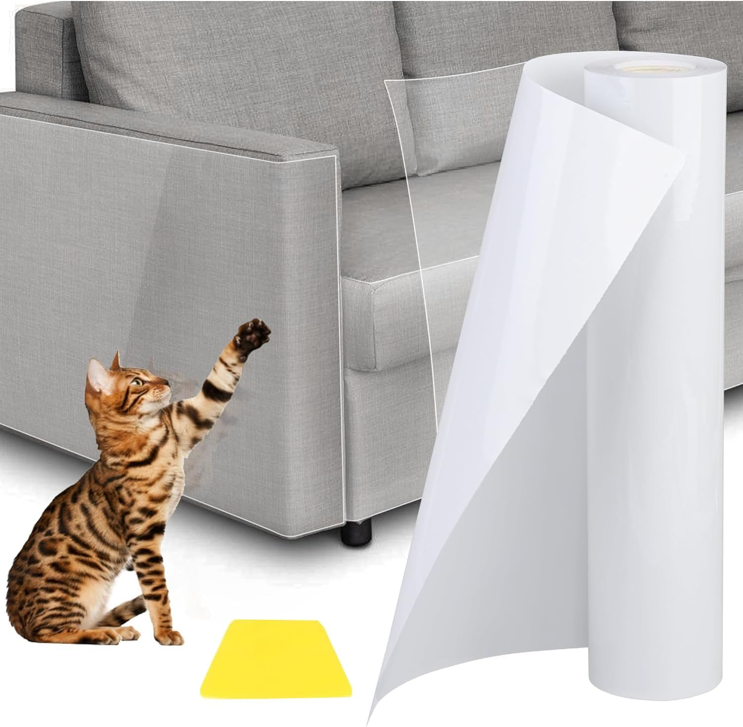 Scratch Protection Sofa Cat Scratch Protection anti Scratch Film for Cats Fit Couch Door Wall Corner Transparent & Waterproof with Scratch (30 X 500 Cm) image number 4