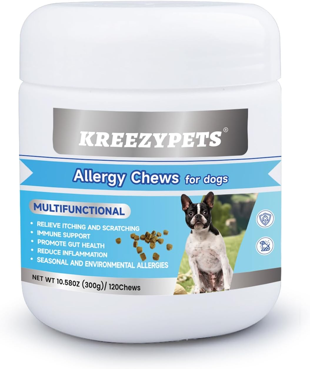 Natural Allergy Relief Chews for Dogs &ndash; Advanced Formula with Omega-3, Turmeric & Probiotics for Itchy Skin, Seasonal Allergy Support & Immune Health &ndash; Vet-Approved, Delicious Chicken Flavor image number 4