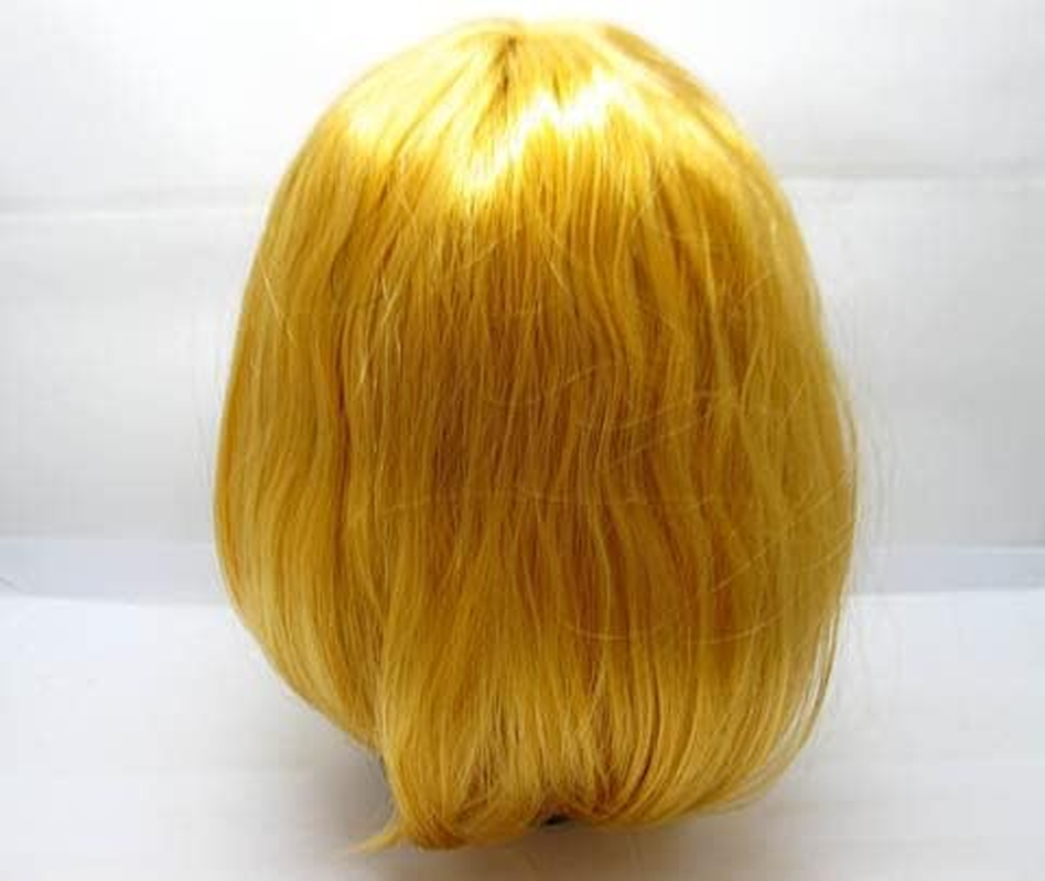 4Pc Bobo Head Style Neat Bang Short Straight Cosplay Wig Yellow image number 1