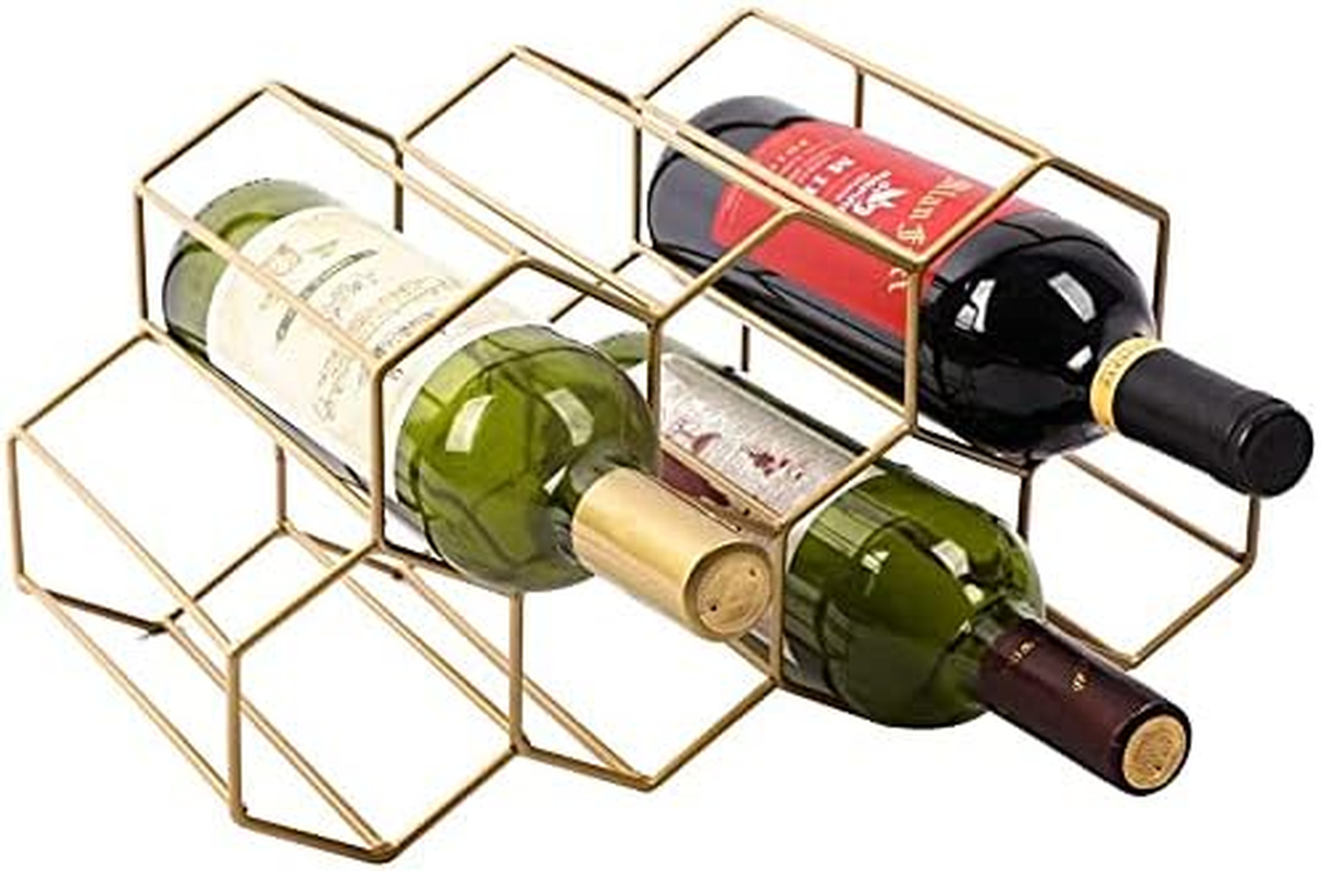 Urban Deco Gold Wine Rack Small Countertop for Cabinets &ndash; 5 Wine Holder Countertop Stylish and Compact Small Wine Racks