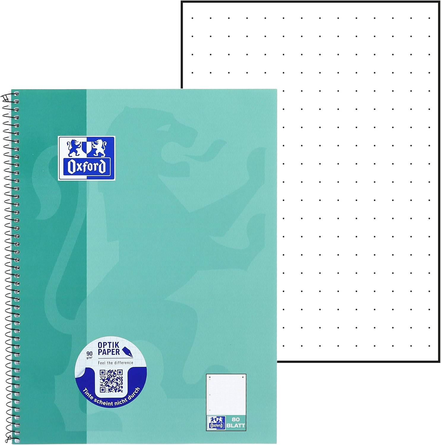 Oxford College Notepad A4 Dotted 80 Sheets Green Blue Pack of 5 image number 3