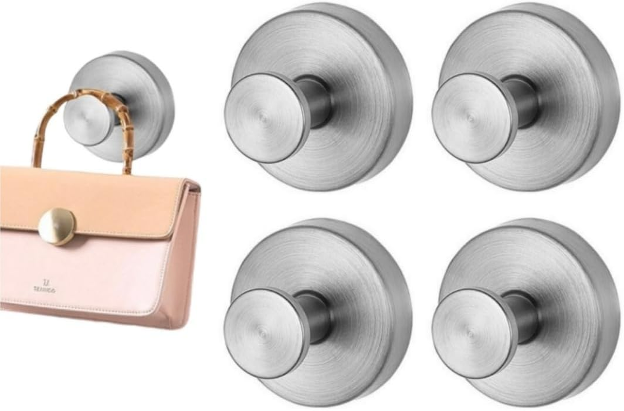 4Pcs No-Drill Hooks - Luxegrip No-Drill Hooks,Wall Hanging Clothes Hook, Single Hook, Bathroom Towel, Clothes, Stainless Steel Hanging Clothes, Hat Hook, Metal Hanging Hook (Gold)