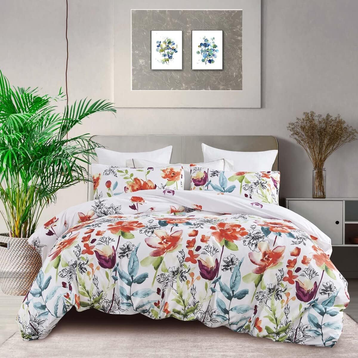 Luxton Leaf Floral Quilt Cover Set, Single Size 2Pcs Fenna Yellow Sage Flower Doona Cover Set (Single Size) image number 7