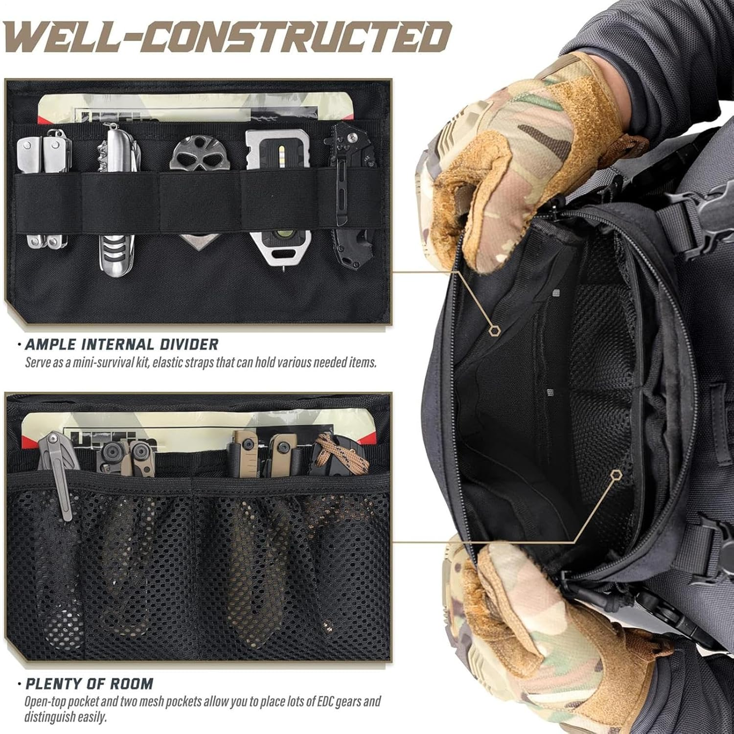 Krmoau Chest Pocket for Men, Adjustable Waterproof Fly Fishing Vest - for Sports, Cycling, Hiking, Work, Camping - Green image number 5