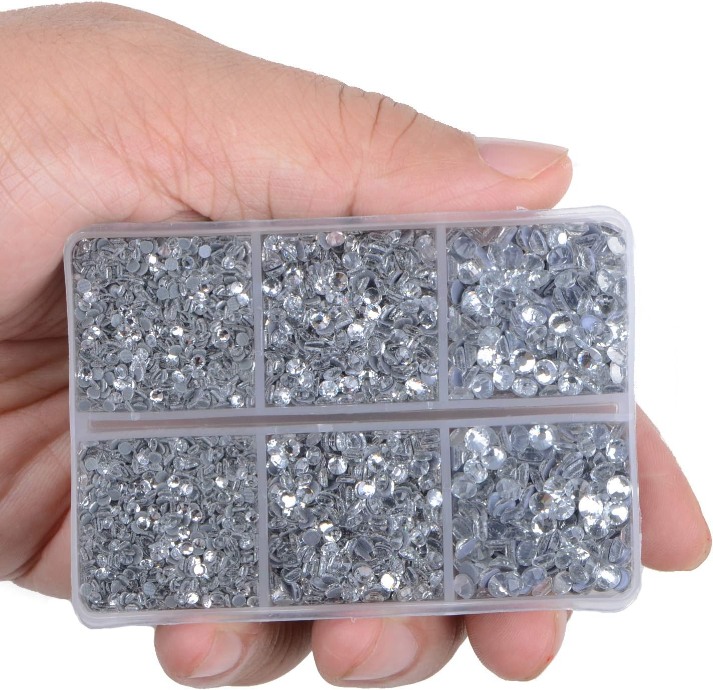 Lpbeads 6400 Pieces Hotfix Rhinestones Clear Flat Back 5 Mixed Sizes Crystal round Glass Gems with Tweezers and Picking Rhinestones Pen image number 6