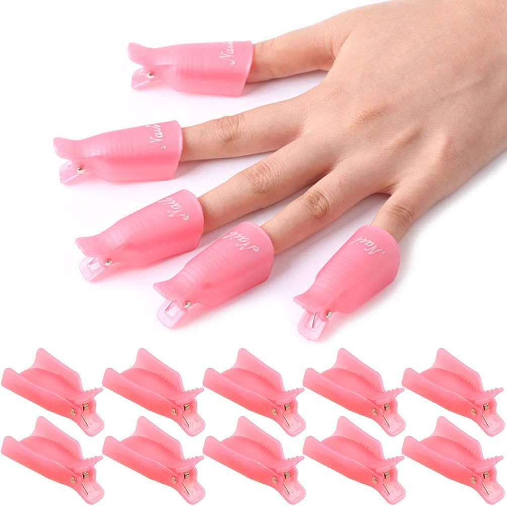 KINGMAS 10 Pieces Plastic Acrylic Nail Art Soak off Cap Clip UV Gel Polish Remover Wrap Tool image number 4