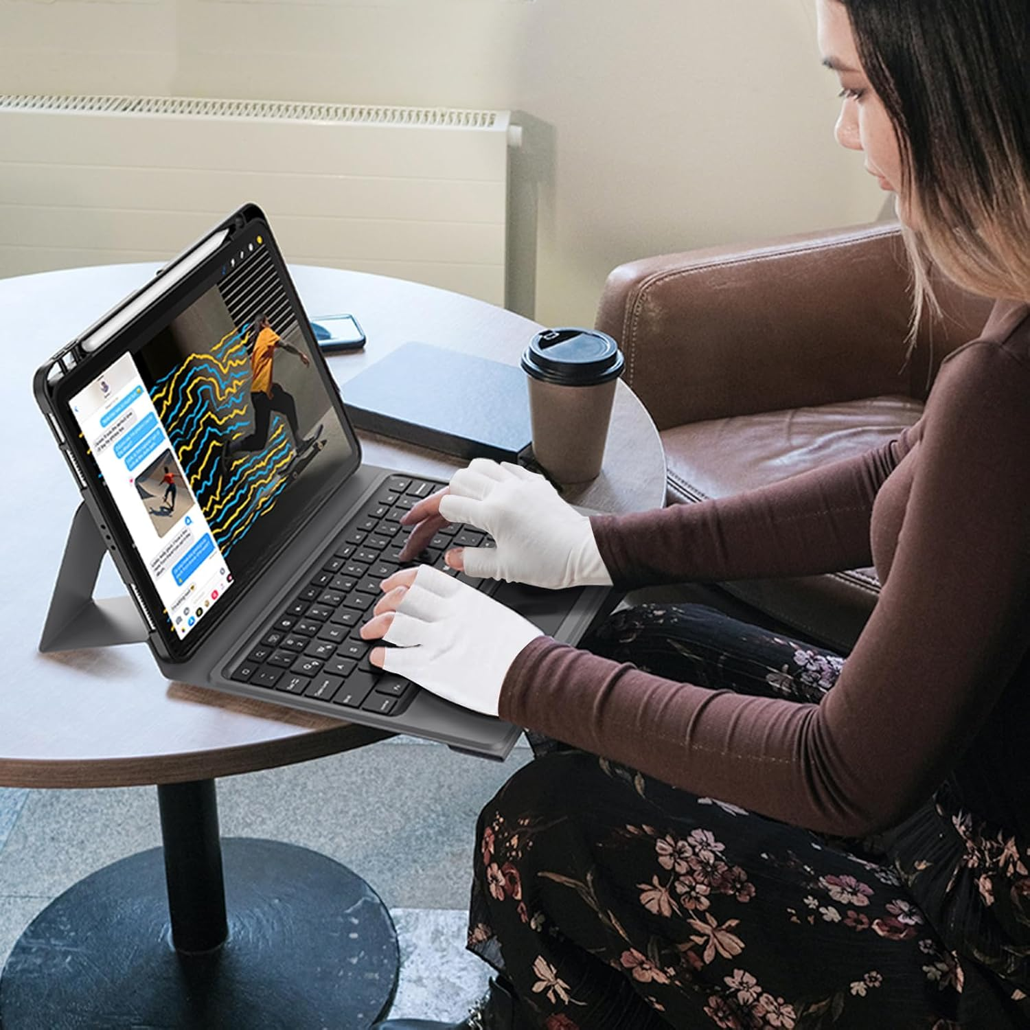 EXEXIUO 3 Pairs of Fingerless Cotton Gloves 100% White Cotton Moisturizing Gloves Cut 5 Fingertips Overnight Hydration Fits Most Dry Hands, Eczema Gloves image number 2