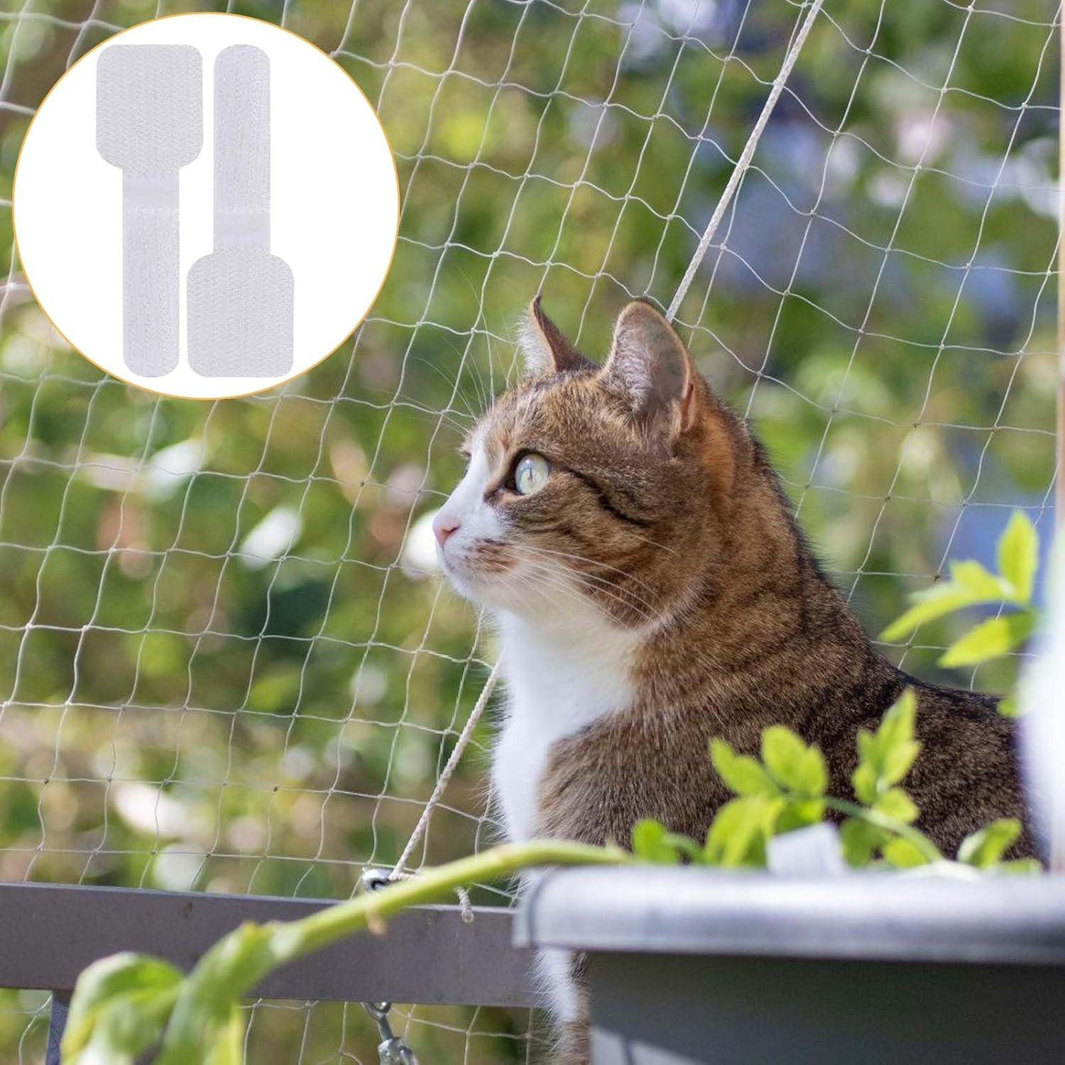 Pack of 100 Outdoor Adhesive Hooks, Transparent Hooks for Cat Nets, Adhesive Hooks, Extra Strong Outdoor, Fixation for Balcony Net for Cats, Cat Protection Net, Cat Net No Drilling (Without Cat Net) image number 3