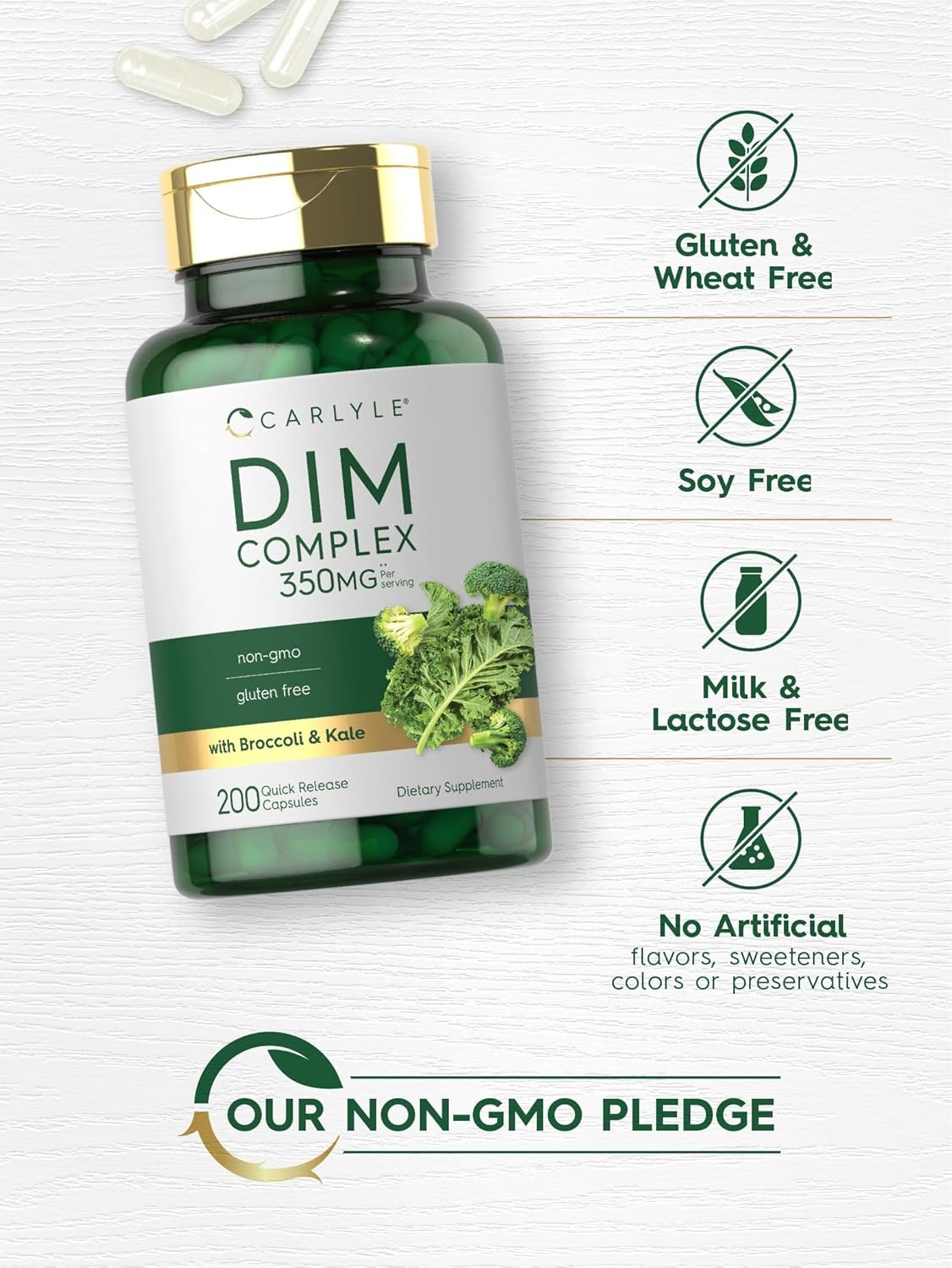 DIM Supplement | 350Mg | 200 Count | Vegetarian, Non-Gmo & Gluten Free Complex | by Carlyle image number 6