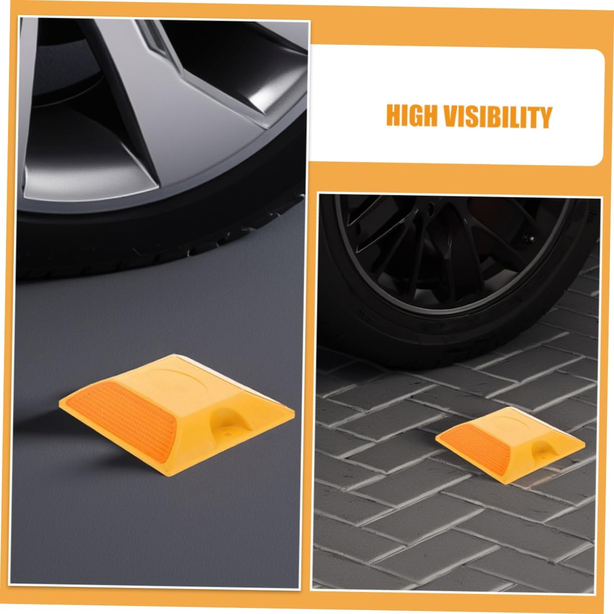 Abaodam 2Pcs Double-Sided Reflective Pavement Road Studs High Visibility Street Reflectors for Night Safety Traffic Markers Plastic Yellow Road Studs image number 1