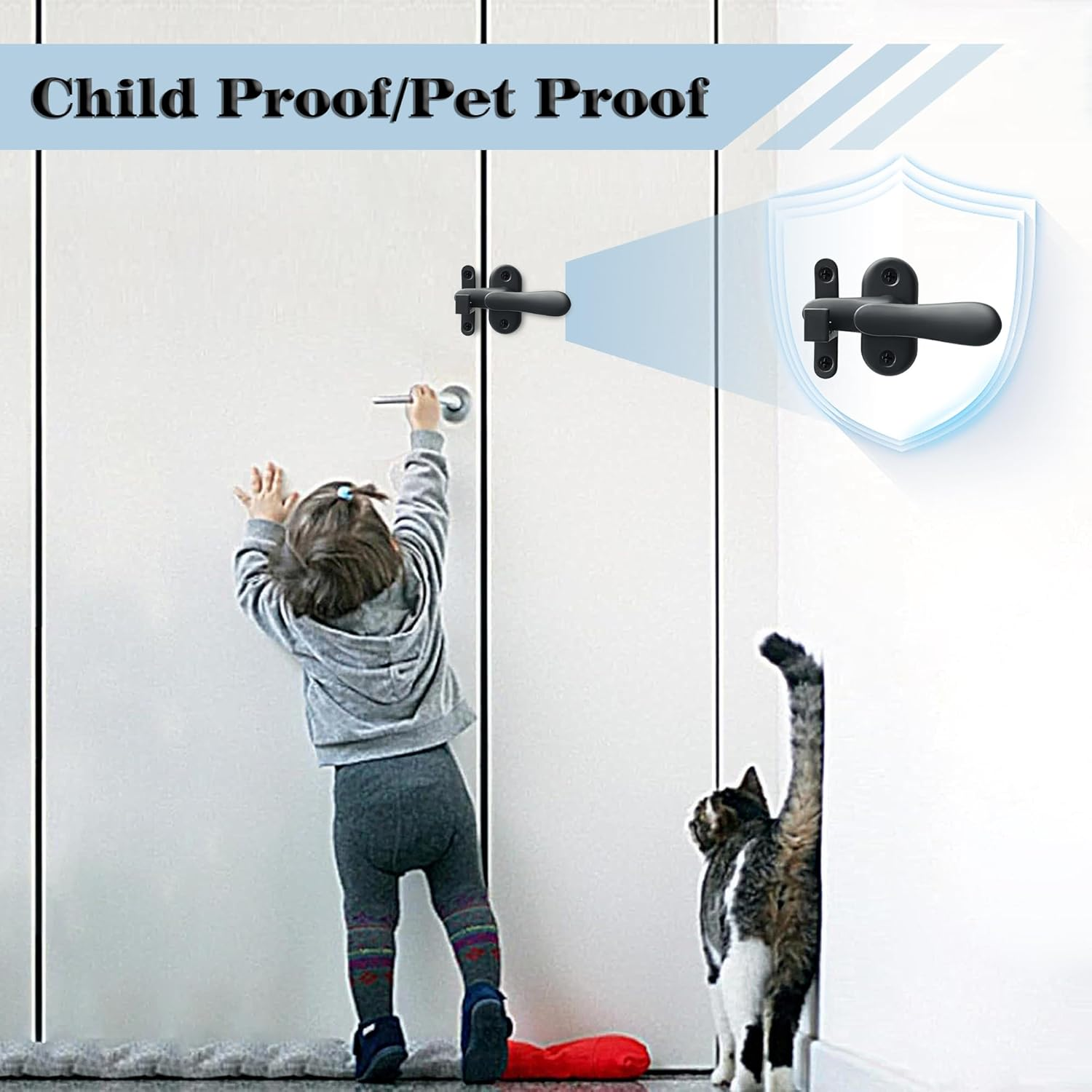 Alise Flip Latch Gate Latches Safety Door Lock Catch for Barn Wood Fence French Sliding Doors,Sus304 Stainless Steel Gate Hardware,Matte Black,Ms7001-B image number 5