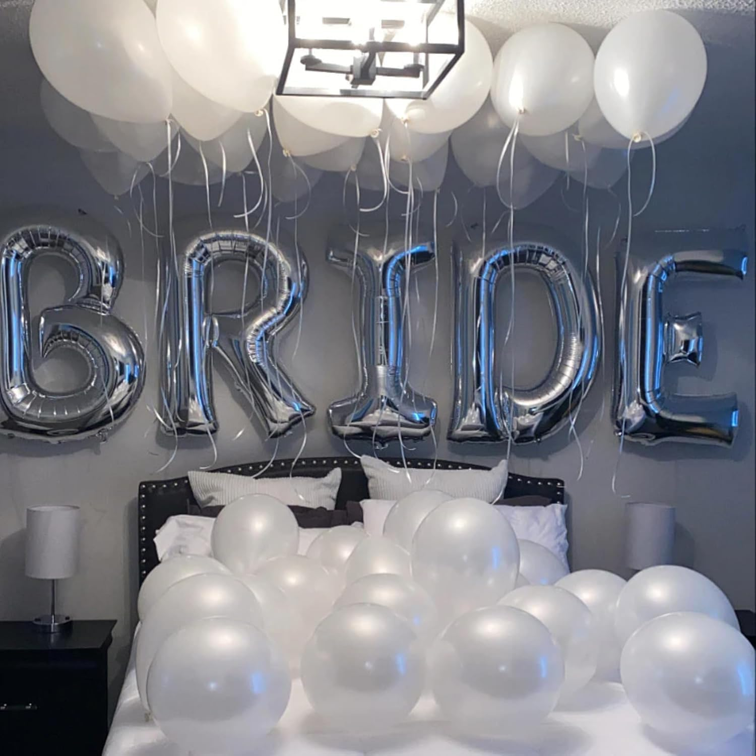 5Pcs Silver Aluminium Bride to Be Balloons Letters, with 9Pcs Balloons, Silver Latex Balloons Balloons Wedding Balloons Letter Balloons for Wedding Party Supplies Engagement Party Decoration - 32 Inch