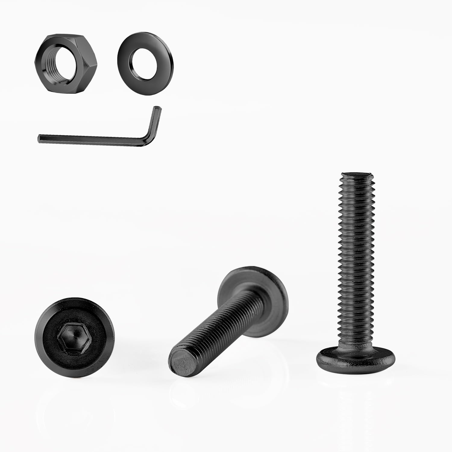 GOHODOMINO M5&times;12Mm Flat Head Socket Cap Screws Bolts, Nuts, Flat Washers, 20Pcs, 304 Stainless Steel, Black Oxide, Allen Socket Drive, with Hex Spanner