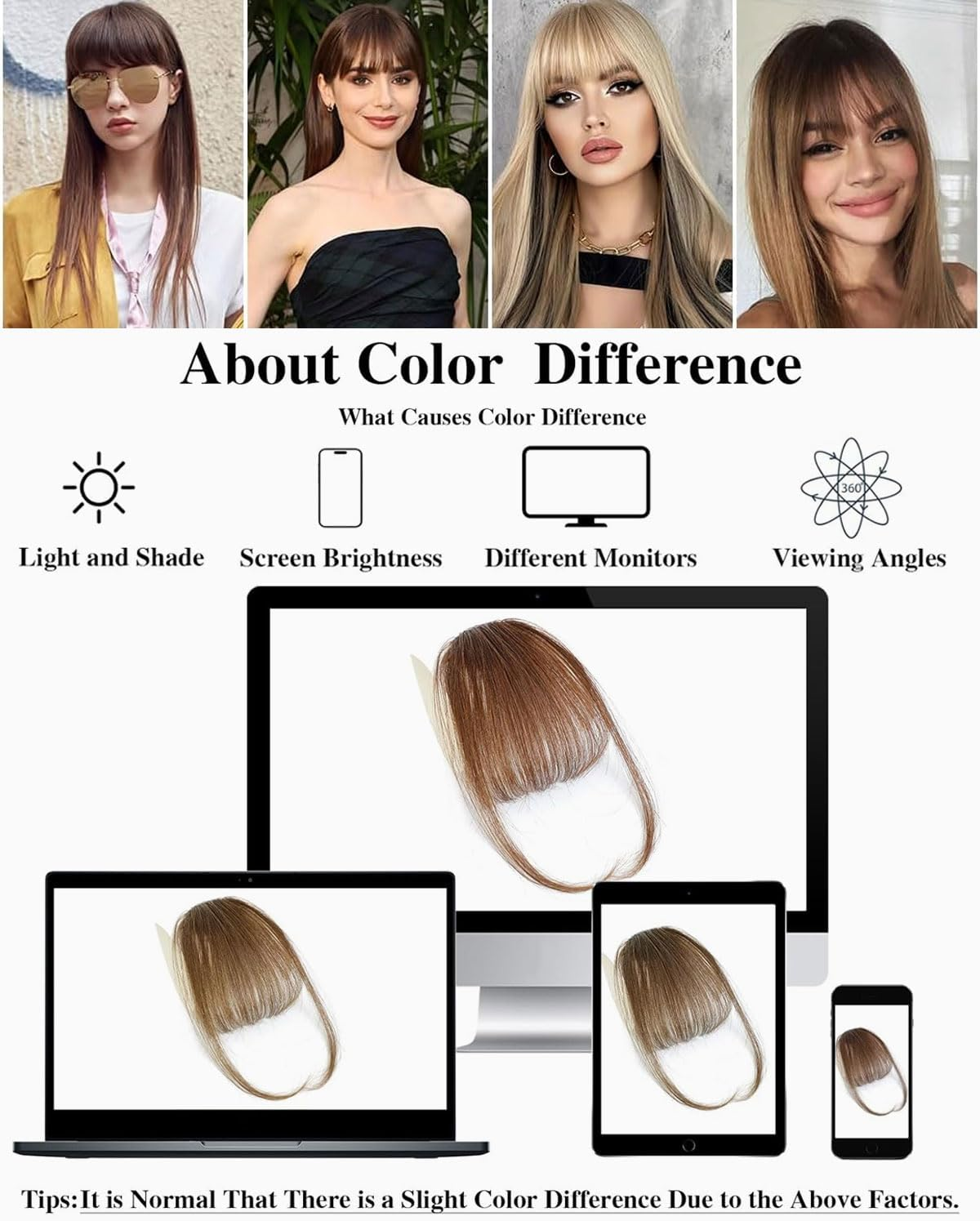 TPZORJX Pack of 2 Faux Wig Fringe, Fringe Clip on 100% Wig, Hair Clip on Fringe with Temples, Women'S Real Hair Extensions (Natural Black Brown) image number 1