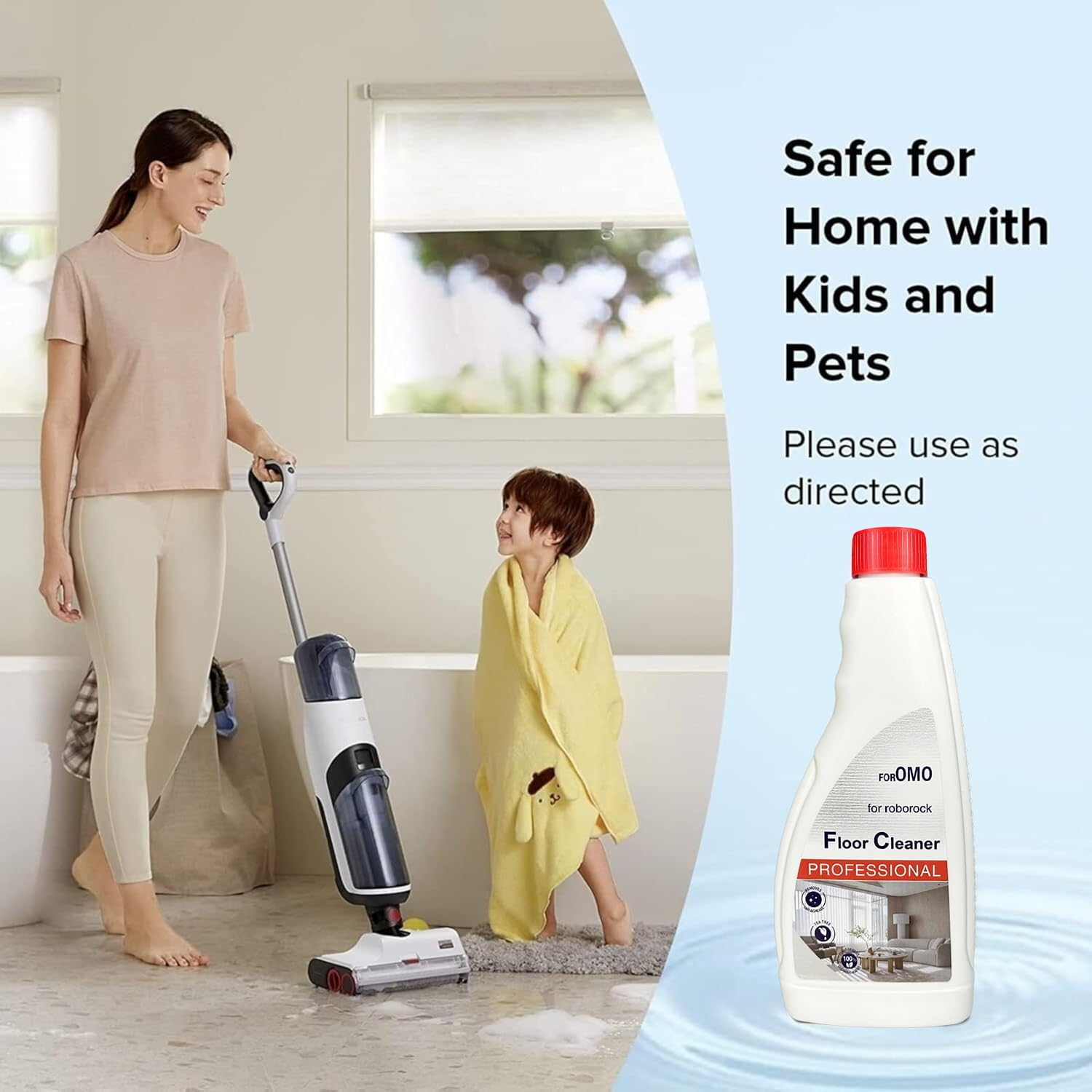 960Ml Floor Cleaning Solution, Compatible with Roborock Mopping Robots (S7, S8, Qrevo, Q7, Q8 Series), Sweeping Robot Cleaning Fluid for Multiple Floors, Pet & Kid Friendly, Anti-Stain& Fresh-Scented image number 6