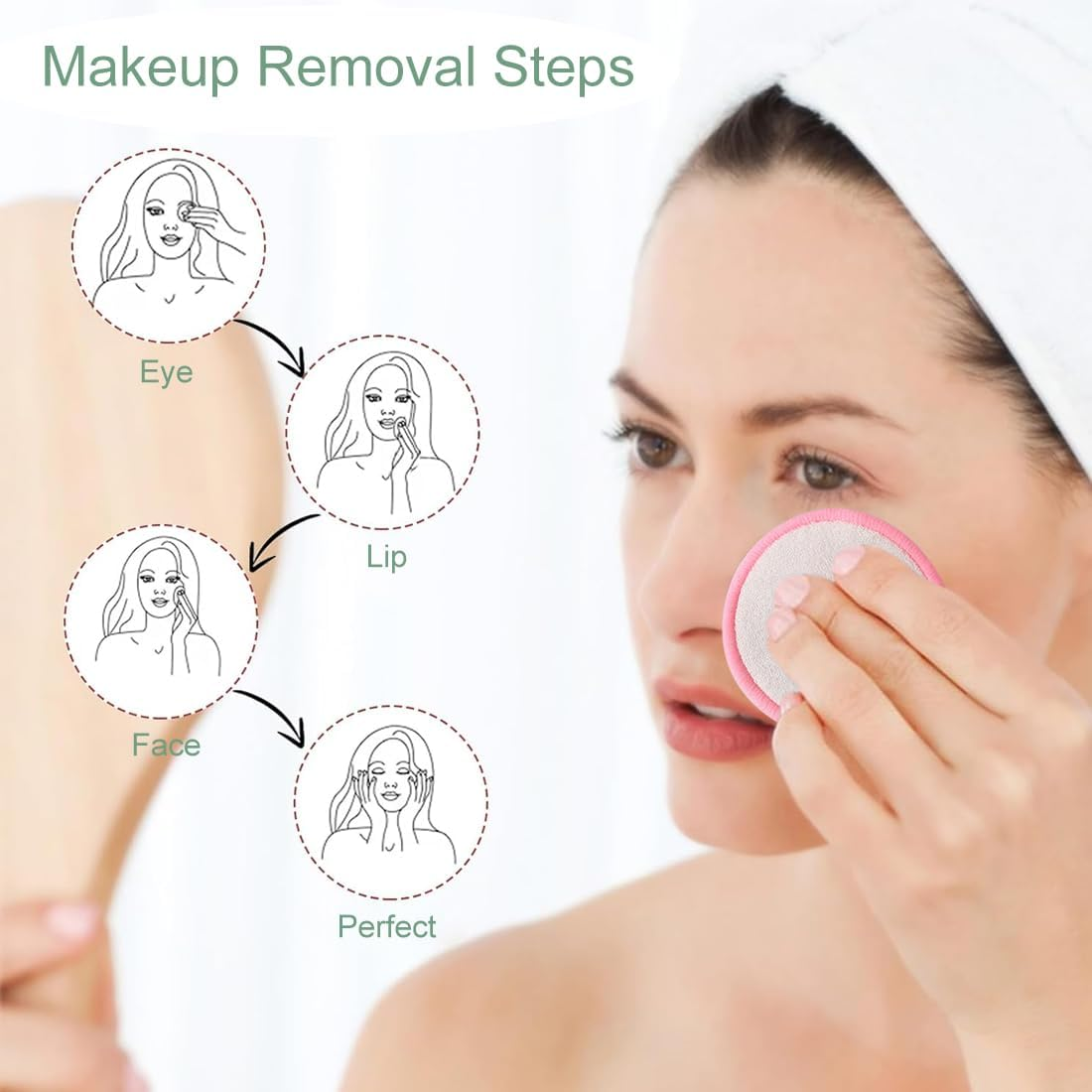 Pack of 20 Make-Up Pads Washable, Reusable Cotton Pads Made of Bamboo and Cotton, Reusable Microfibre Make-Up Pads for Facial Cleansing and Skin Care