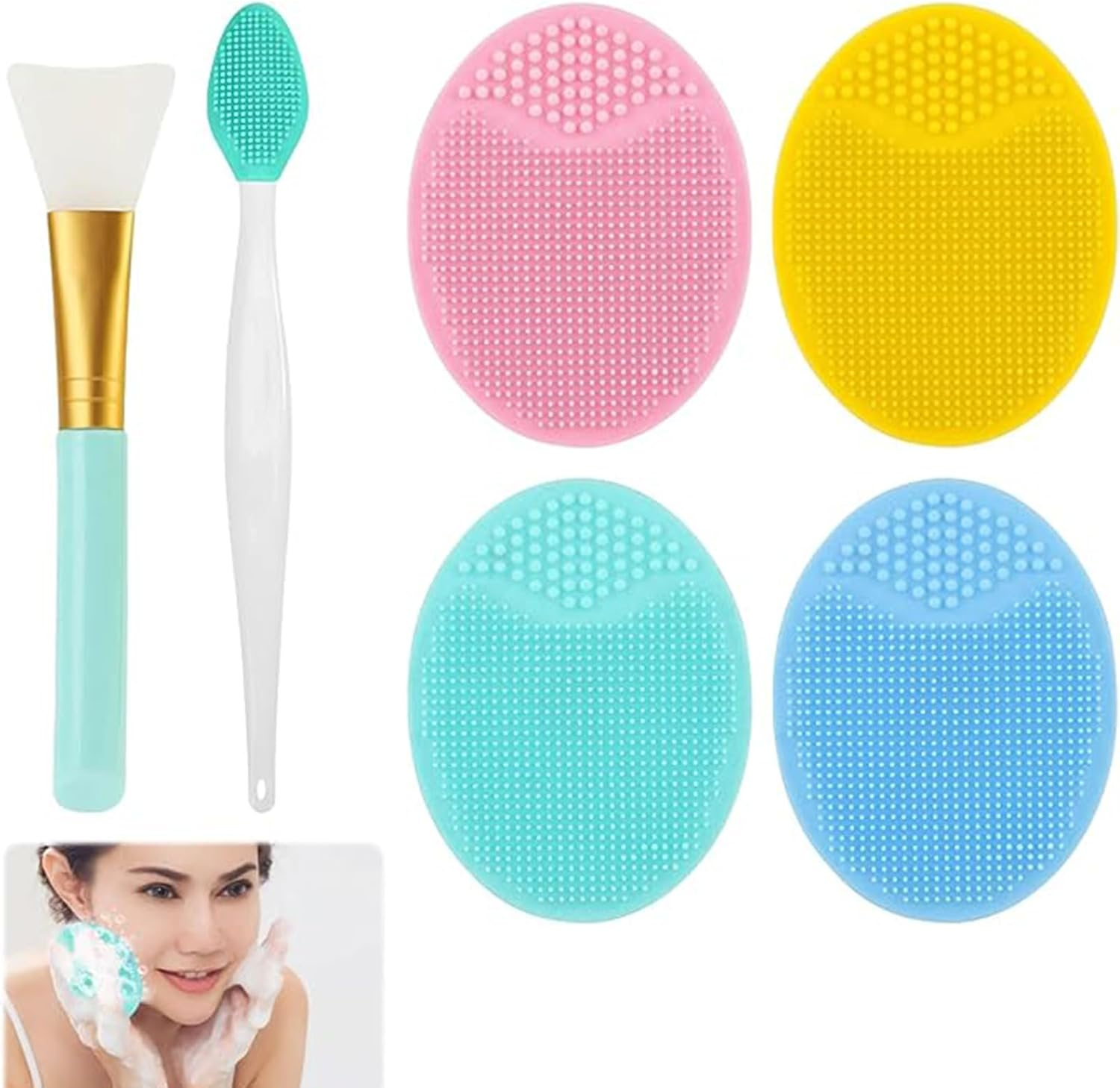 6 Pcs Pore Cleaning Brush Kit Deep Pore Cleansing Skincare Tools, Manual Facial Cleansing Brushes for Face Exfoliator & Blackhead Removal image number 4