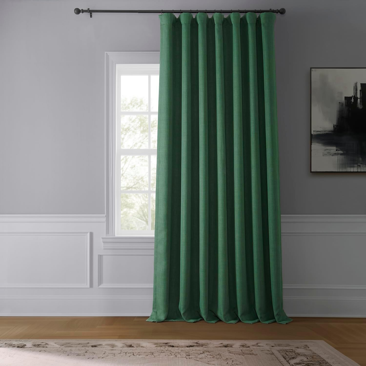 HPD Half Price Drapes Faux Linen Textured Room Darkening Curtains for Bedroom 108 Inches Long (1 Panel), 100W X 108L Extra Wide Curtains for Living Room Home Decor, Reverie Blue