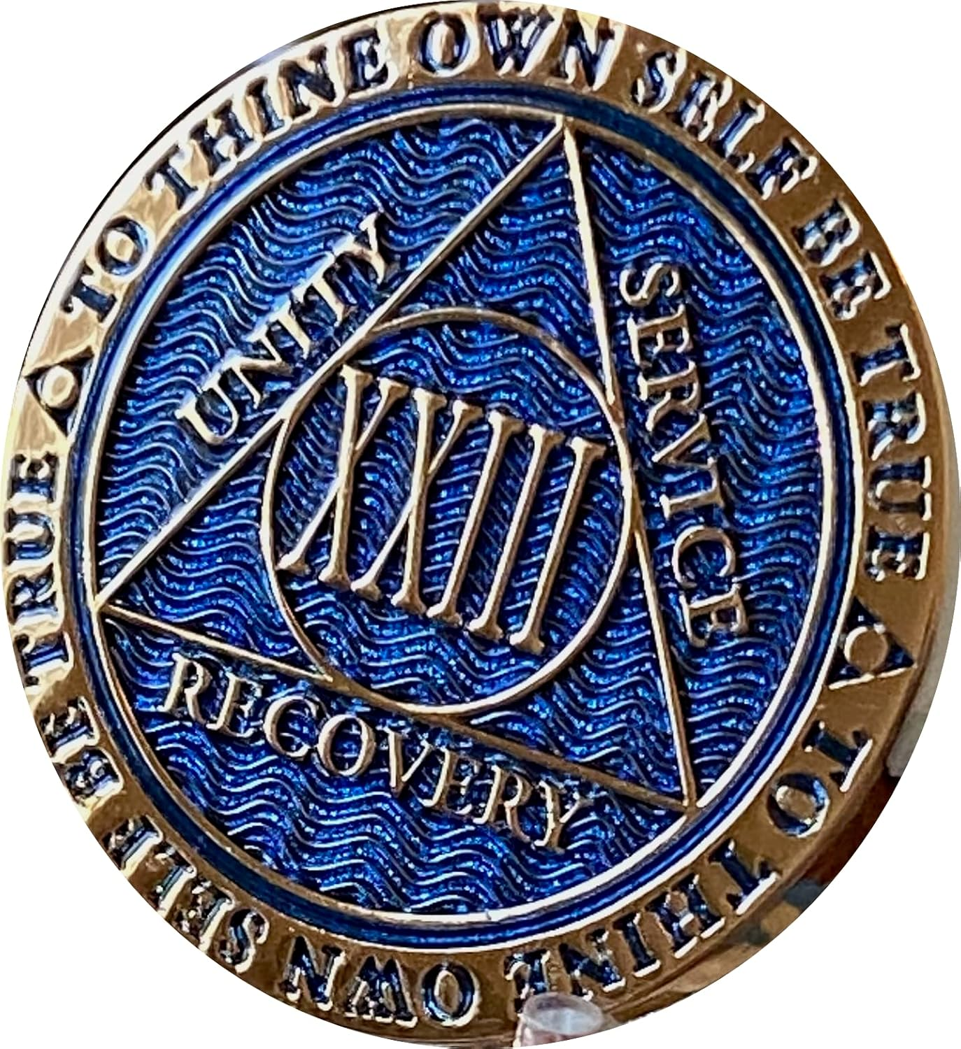 23 Year AA Medallion Dusty Blue Color Gold Plated Chip XXIII