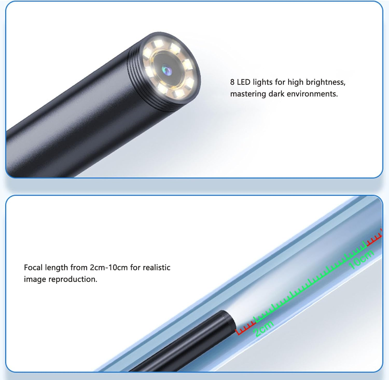 Endoscope Camera with Light, 2MP 1920P HD Borescope Tool with 8 Adjustable LED Lights, 7.9Mm Probe IP67 Waterproof Inspection Camera for Ios for Android (5M / 16.4Ft) image number 1