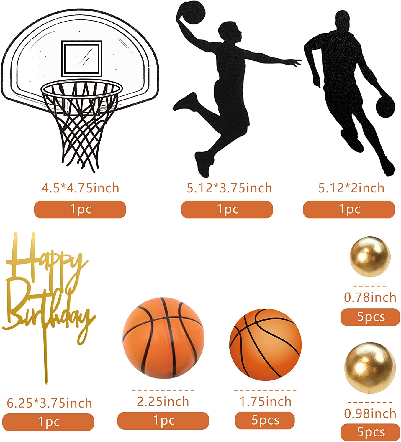 20 PCS Basketball Cake Toppers - Star Themed Cake Decorations for Birthday Parties image number 2