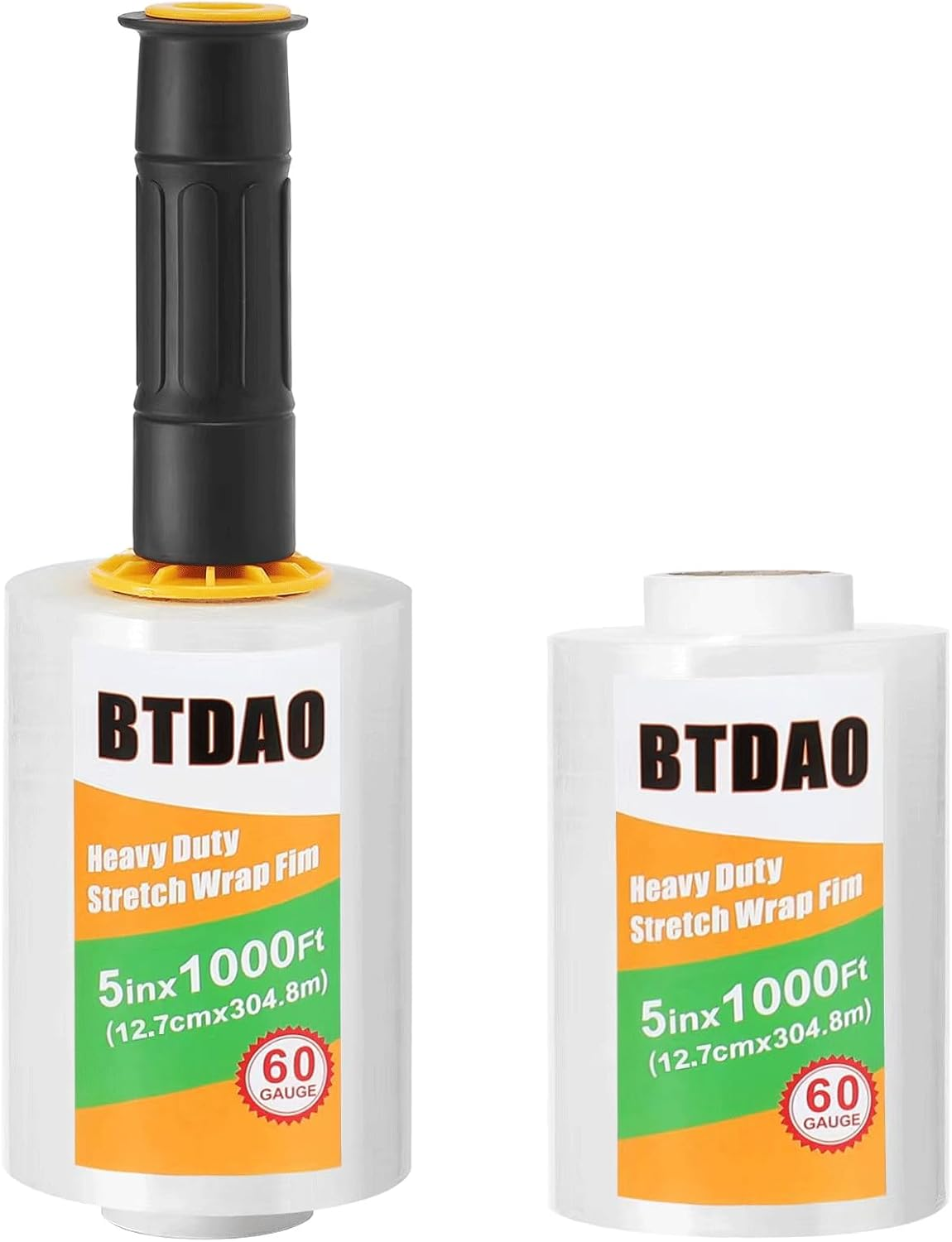 2 Packs Stretch Wrap Stretch Film with Handles 5" X 1000 Feet Shrink Wrap Packing Moving Suppliers 60 Gauge Self Adhering Packing Supplies for Pallet Wrapping Shipping and Surface Protection image number 4