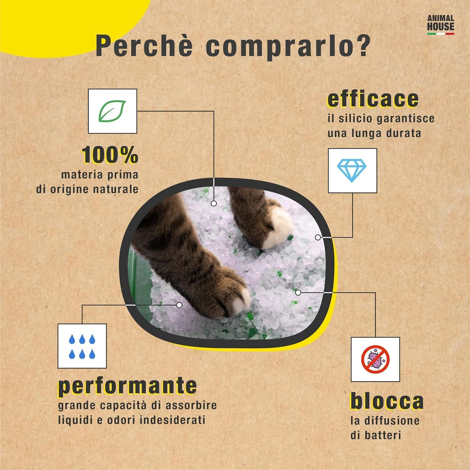 Animal House Toilet Time - Crystal Silicone Litter for Cats - Anti-Static and Safe - Dust Free - Extremely Absorbent - Retains Odours (Aloe, 15L)