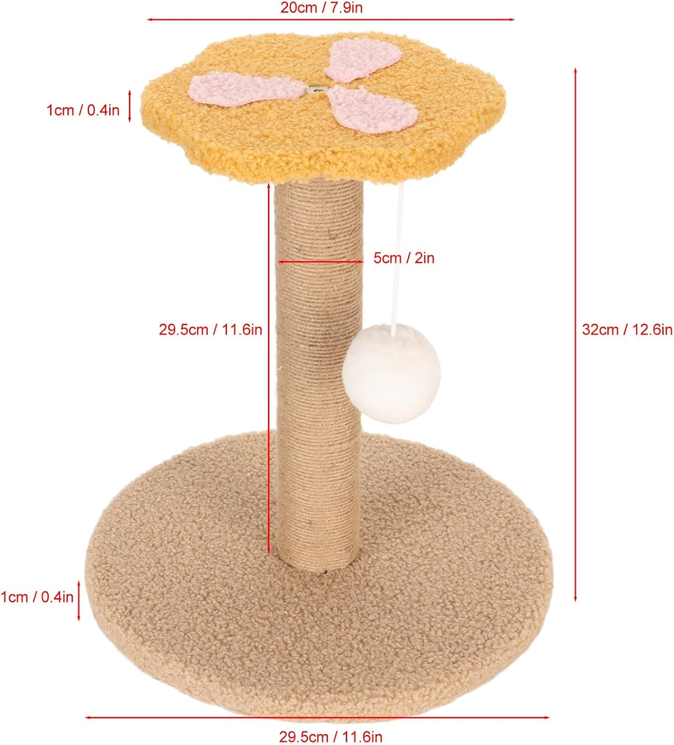 Cat Scratching Post Sisal, Cat Catching Post Interactive Stable Climbing Frame with Plush Ball for Jumping Sleeping Entertaining, Easy to Clean image number 6