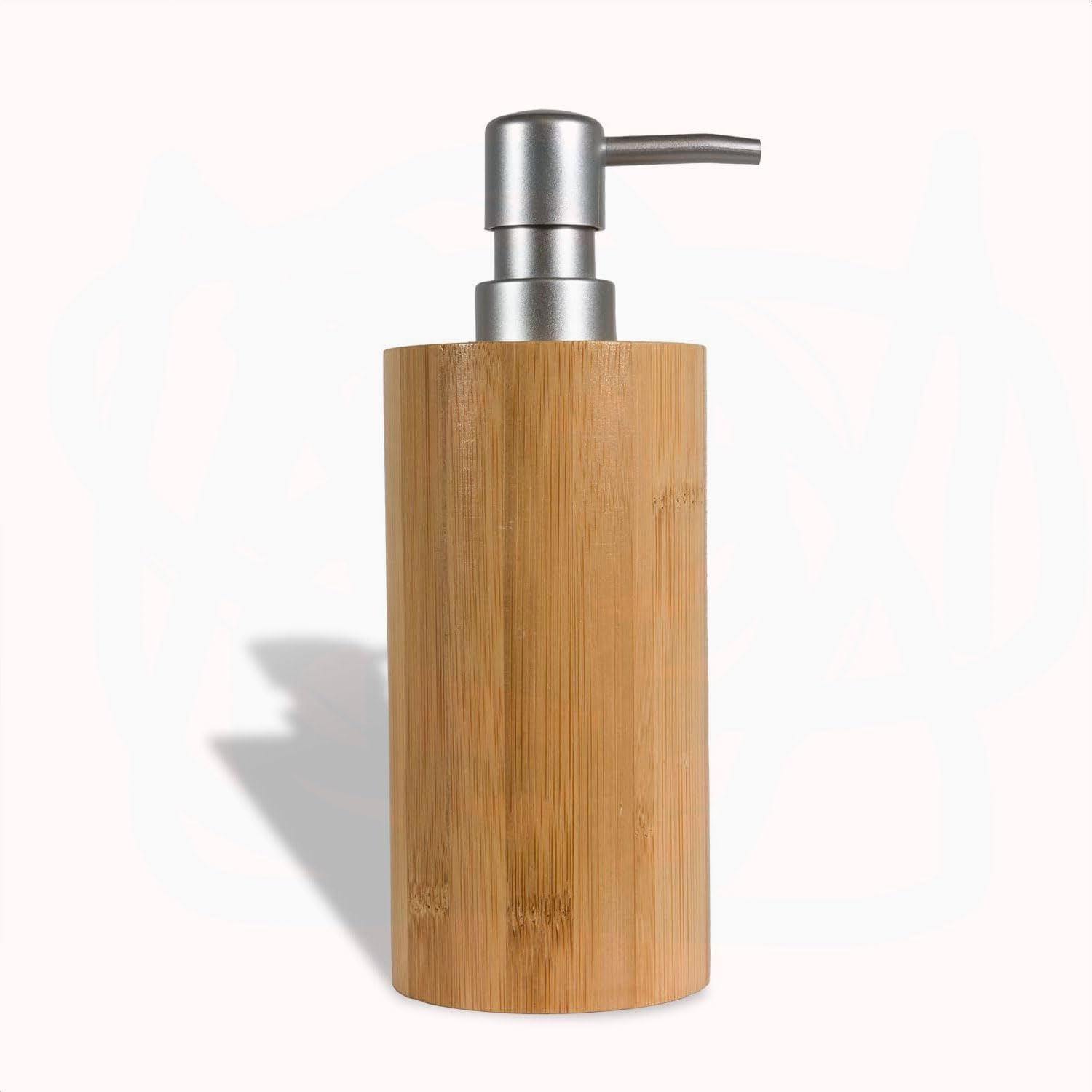 YIRANJIA Natural Bamboo Liquid Soap Dispenser, 10 Oz with Silver Plastic Pump, Eco-Friendly, Refillable Design for Bathroom or Kitchen image number 3