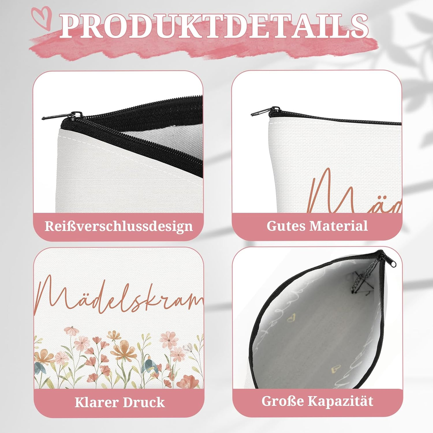 Geiserailie Pack of 3 Cosmetic Bag Small Makeup Bag with Saying Toiletry Bag Makeup Bag with Zip Gift for Women Girlfriend Mum Colleague for Bathroom Backpack Luggage