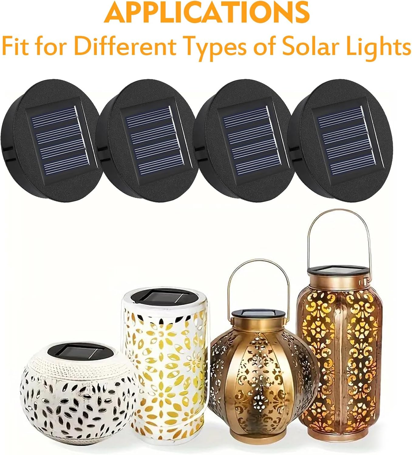 Diealles Shine Pack of 4 LED Warm White Light Solar Lid for Glasses, Waterproof Solar Lights Replacement Parts 8 Cm Solar Lamps Replacement for Solar Lamps Lantern Lid Garden image number 3