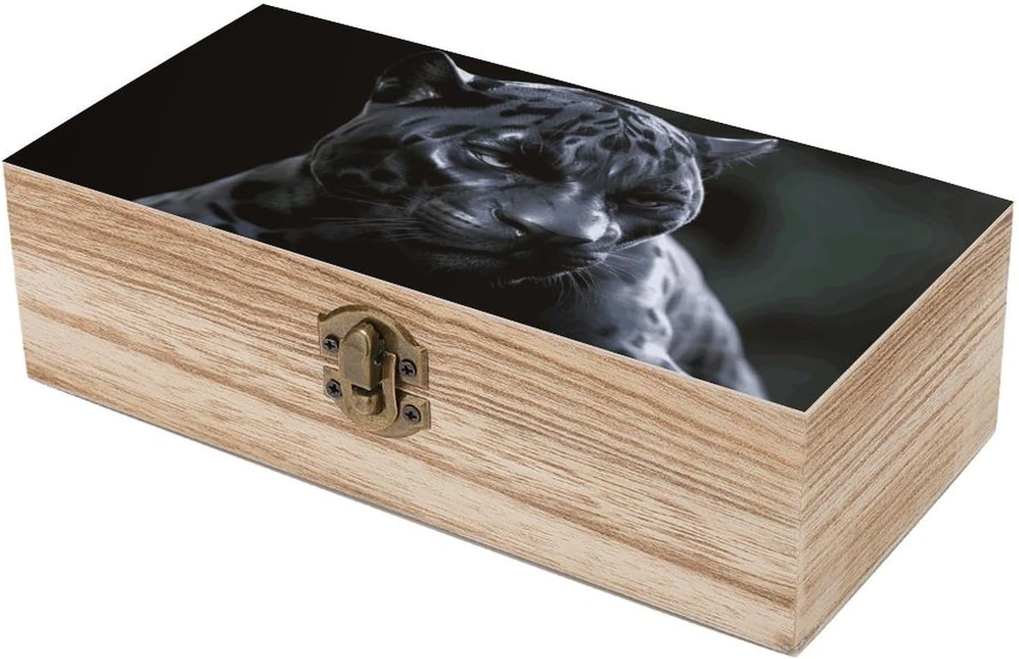 Black Panther Wooden Box Wood Wedding Keepsake Boxes with Lids Small Decorative Boxes Lightweight Wooden Memory Storage Box for Crafts Keepsakes Jewelry Photo Letter Storage image number 3