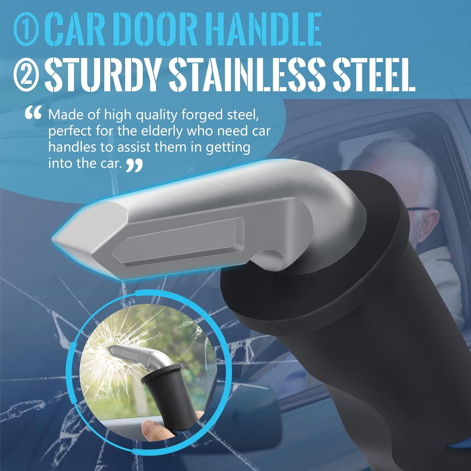 2 Pack Car Door Handle for Elderly - Vehicle Support Assist for Handicapped, Portable Auto Suitable for Seniors, Handicap, Injured image number 5