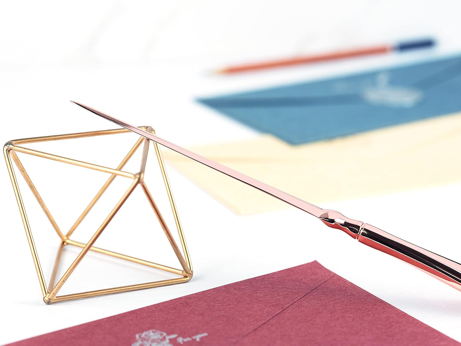 Rose Gold Letter Opener, Envelope Opener Knife Metal Letter Opening Knife, Paul Revere Paper Cutting Knife, 9 Inches (1 Pack) - 1 Pack image number 4