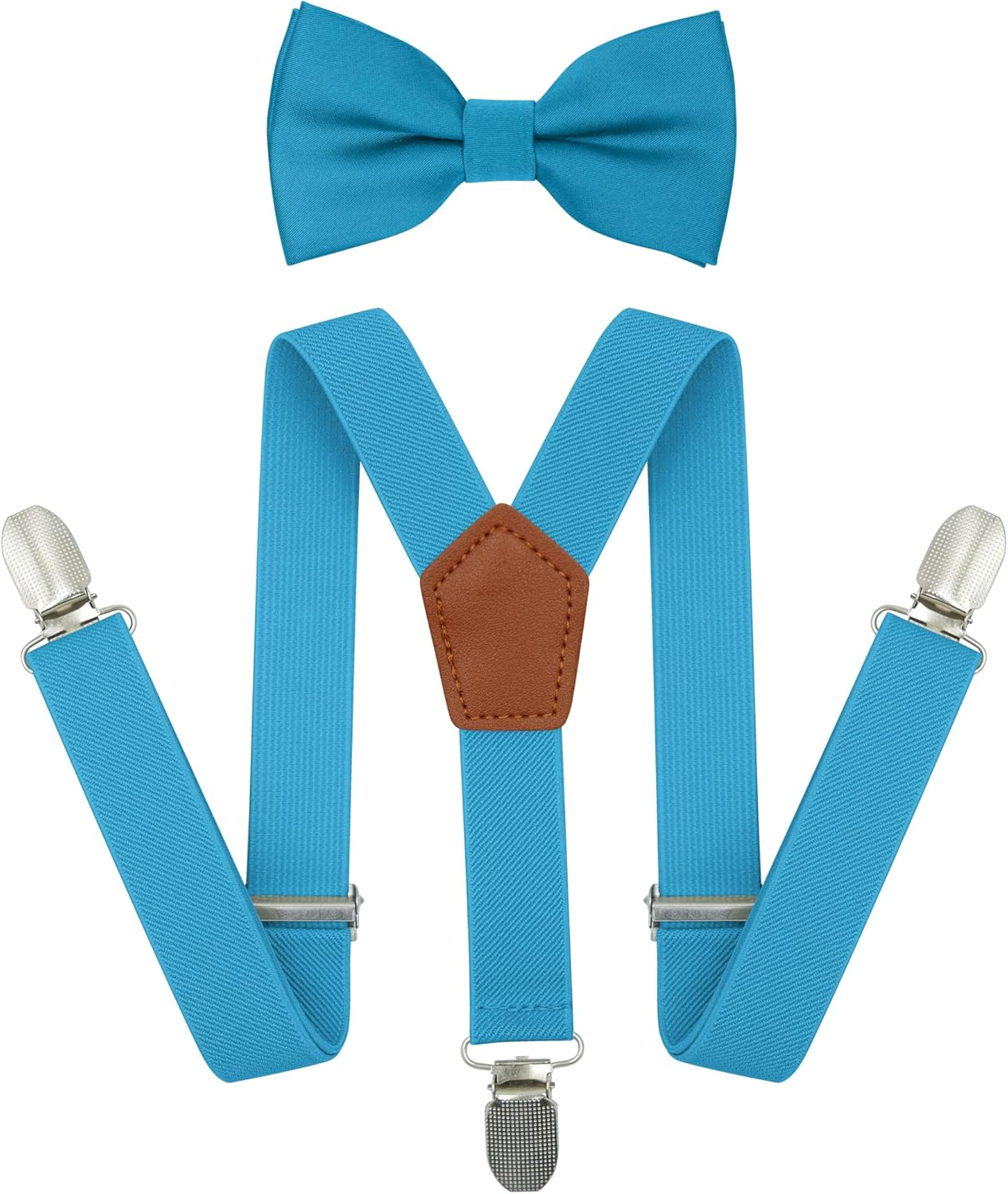 BEWDIO Adjustable Baby Boy Suspenders and Bow Tie, Pre-Tied Kids Bowtie and Elastic Suspenders with 4 Strong Metal Clips