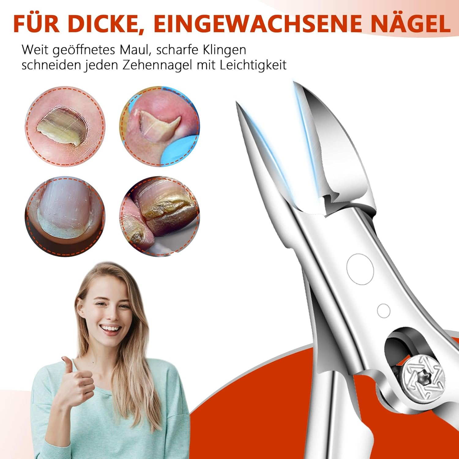 Precision Nail Scissors for Toenails and Fingernails, Sharp Stainless Steel Foot Nail Scissors for Thick and Deep Ingrown Toenails (White) image number 6