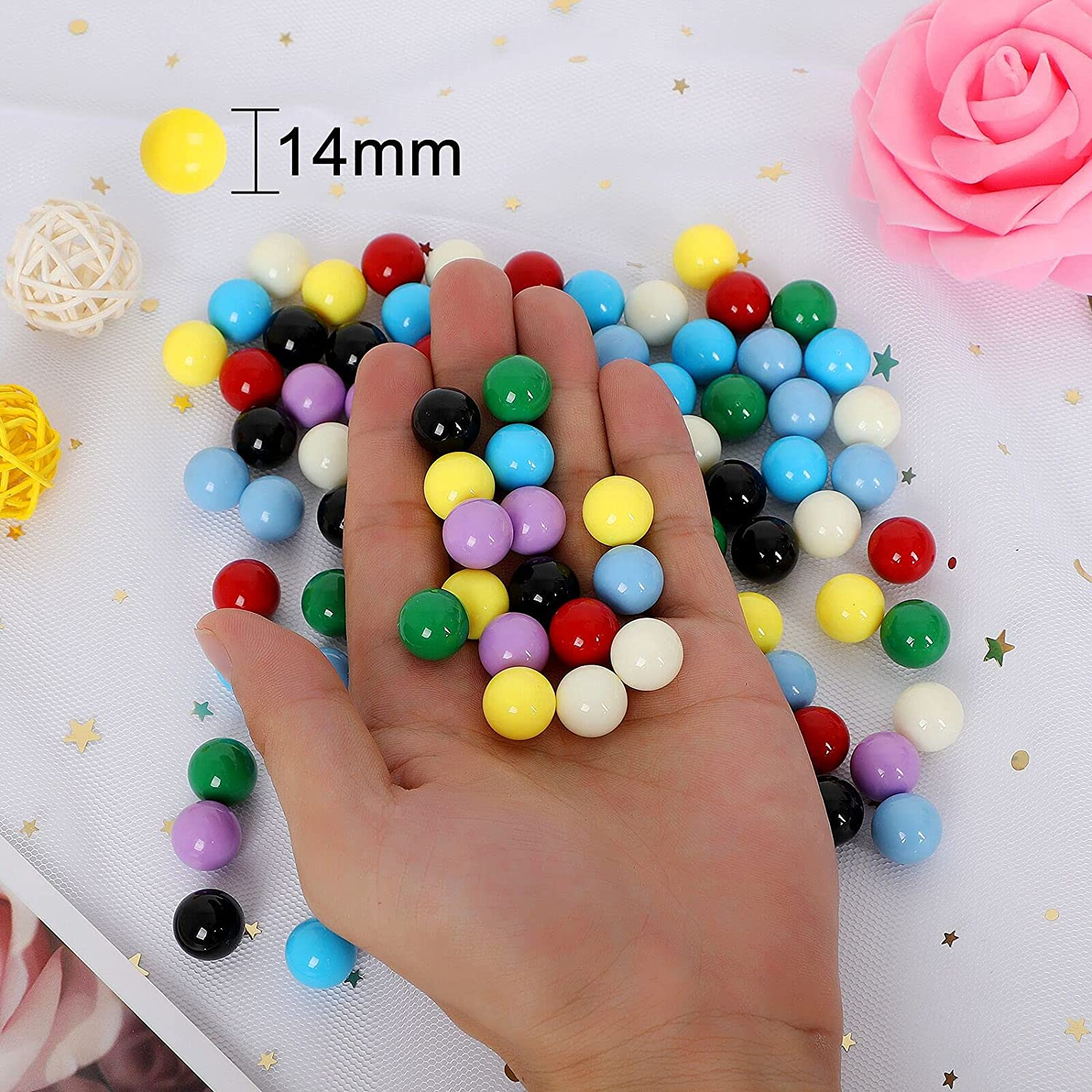 Replacement Marbles, 80Pcs Solid Color Balls for Chinese Checkers, Aggravation, Marble Run (14Mm/8 Colors) image number 1