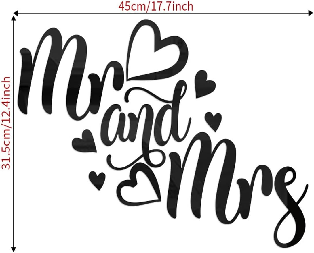 Mr and Mrs Mirror Wall Decal, Removable Bedroom Decor for Couples, Mr & Mrs Sign, 3D Acrylic Mirror Wall Sticker Wedding Decals, Lettering Saying Wall Art Room Home Decoration, Gold - Silver image number 4