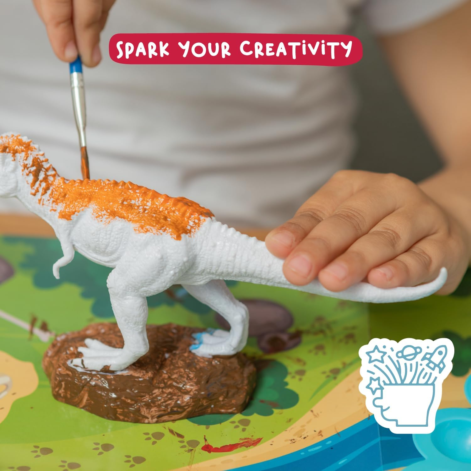 Nene Toys Dinosaur Painting Kit for Kids 3-7 Years [The Lords of Europe] &ndash; Toy for Paint with 4 Dinosaurs, 10 Paints, 2 Brushes, Educational Poster and Playmat &ndash; Art and Craft Game for Pre-Schooler image number 1