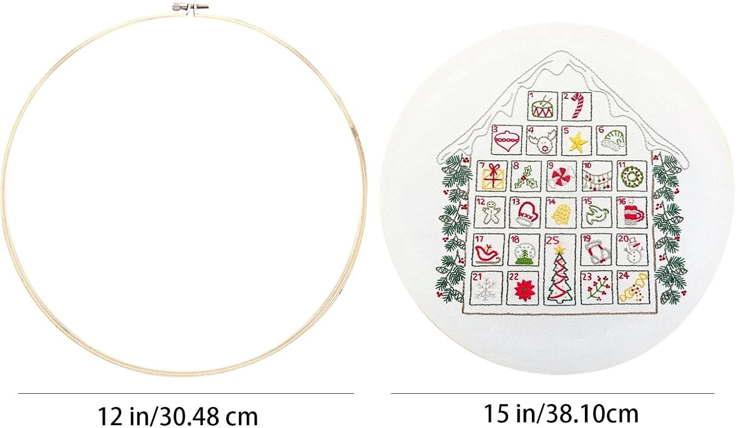 Christmas Embroidery Advent Calendar - Advent Calendar Kit,Making Kit Fabric Embroidery Kit for Arts and Crafts for Kids Wall Christmas image number 5