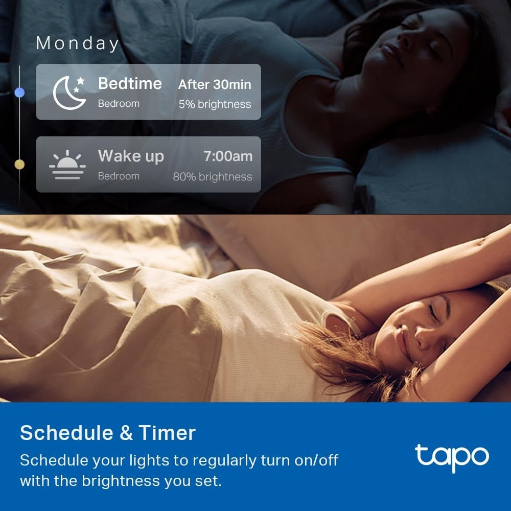 Tapo Tp-Link Smart Wi-Fi Light Bulb, 4-Pack, Multicolour, E27, 60W Equivalent, Schedule & Timer, Voice Control, Remote Control, No Hub Required (Tapo L530E(4-Pack))