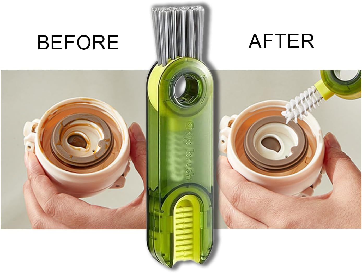 3Pcs 3 in 1 Multifunctional Cup Cleaning Brush, 3 in 1 Tiny Bottle Cup Lid Detail Brush Straw Cleaner Tools, Home Kitchen Cleaning Tools for Deep Detail Cleaning and Stain Removal image number 1