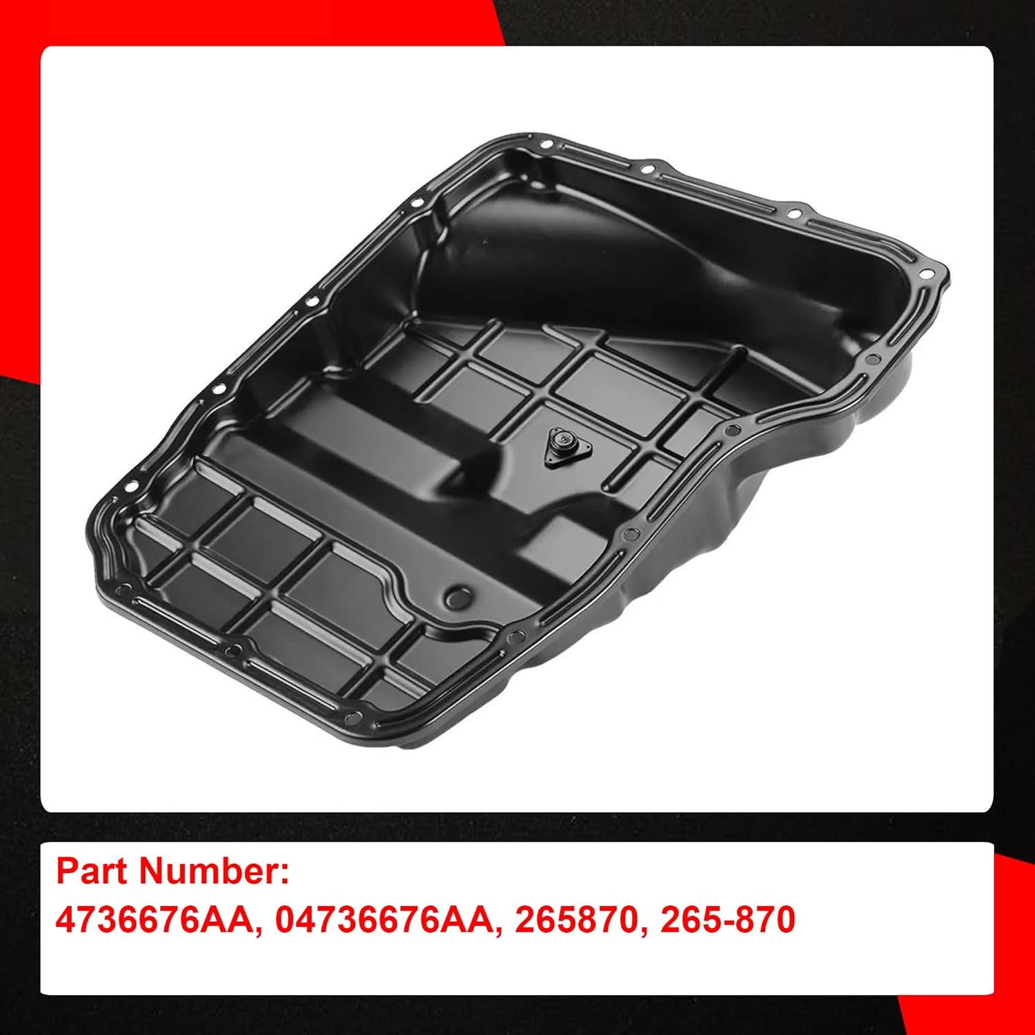 265-870 Transmission Oil Pan with Drain Plug Compatible with Dodge Dakota Durango Jeep Commander Grand Cherokee Ram 1500 2500 3500 Dakota 65RFE 68RFE 545RFE image number 1