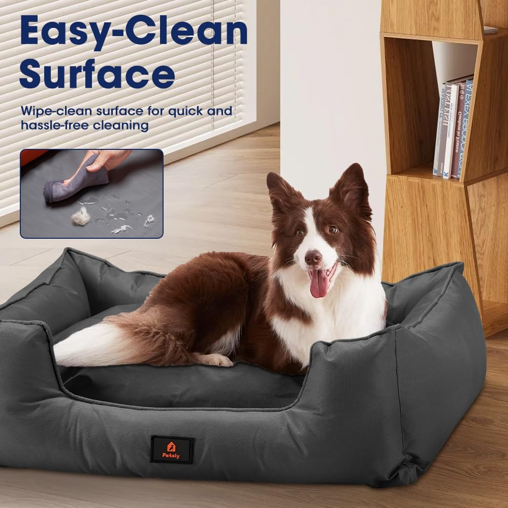Waterproof Dog Bed for Medium Large Dogs, 600D Oxford Dog Sofa Bed Tough with Removable Cover, Non-Slip Bottom Pet Bed Easy Clean, Scratch Resistant Orthopaedic Pet Sofa, Black, XL image number 2