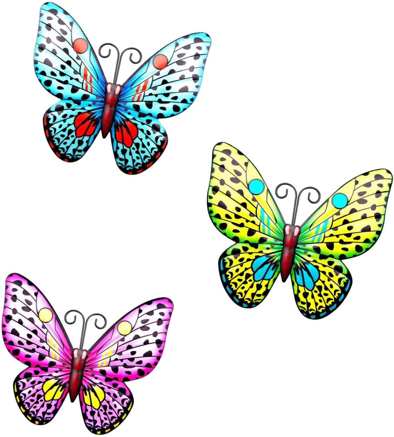 Metal Butterfly Wall Decor - 3 Pack Outdoor Hanging Butterflies for Garden, Patio, Yard - Wall Art Sculpture for Indoor/Outdoor