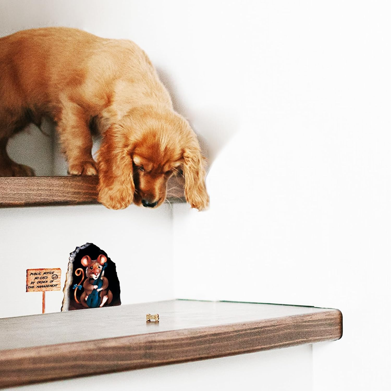 Maydahui 4 Sheets Cartoon Wall Hole Mouse Riding Motorcycle Wall Decal Mouse Playing Guitar Wall Corner Sticker Mouse Hold Cheese and Mouse Take Doll Baseboard Decor Peel and Stick for Kids Room Nursery Bedroom image number 1