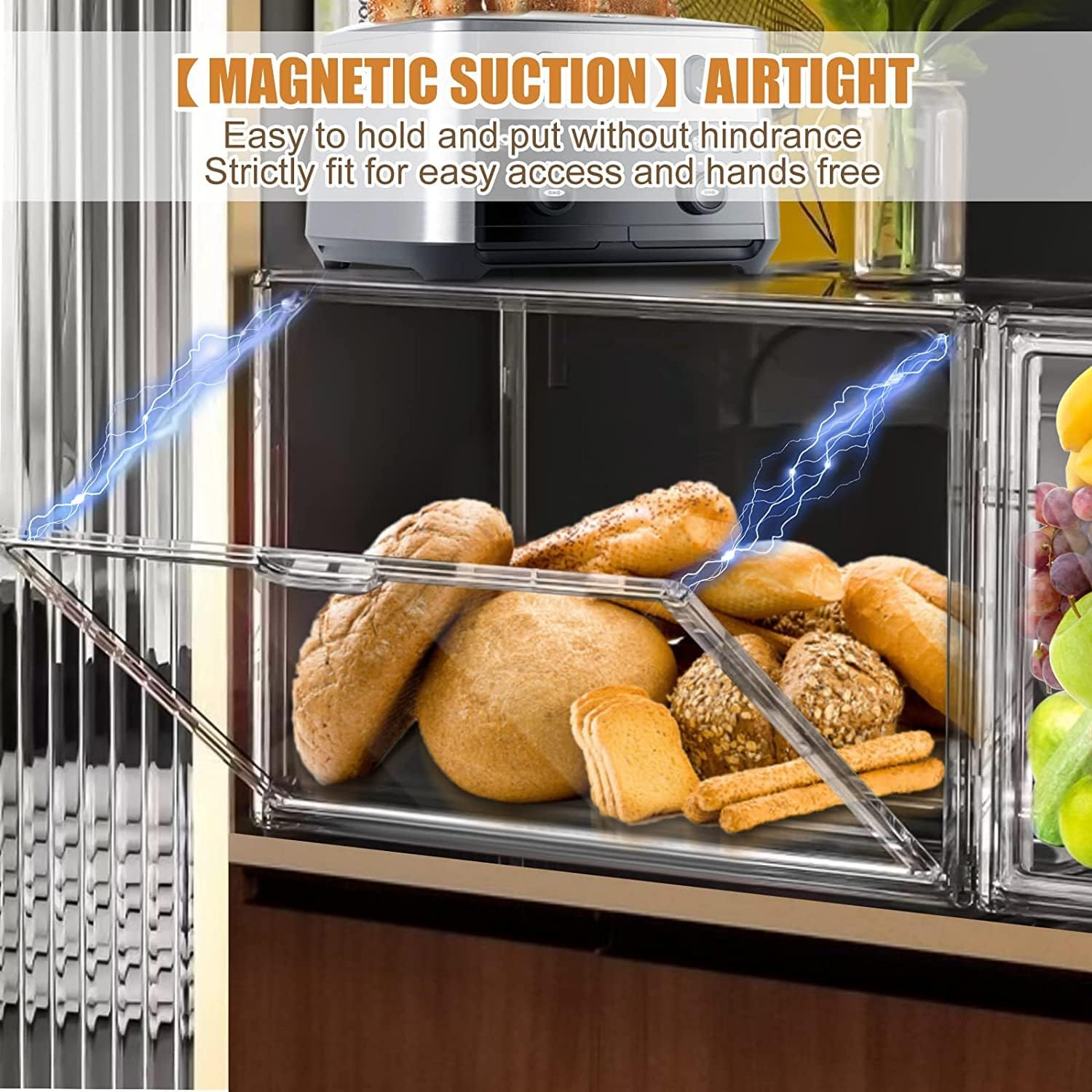 2PCS Bread Bin for Kitchen Storage & Organisation &ndash; Large Bread Box for Kitchen Countertop , Stackable Double Layer Bread Storage Container, Clear Bread Boxes for Kitchen Counter, Bread Keeper for Homemade Bread (2 PCS)