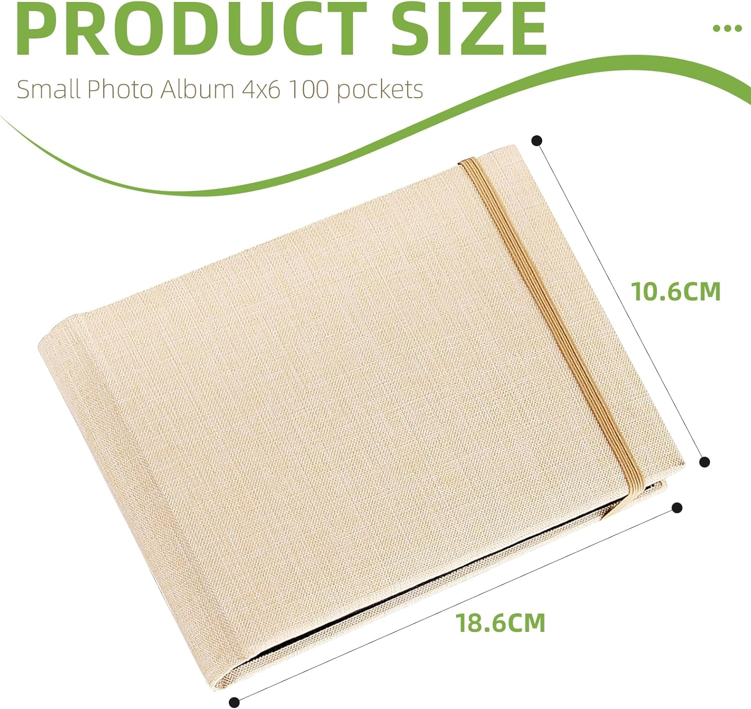 Powerful Photo Album 4X6 100 Pockets Linen Cover Small Picture Album Book for Wedding Family Baby Anniversary (Beige) - Grey image number 6