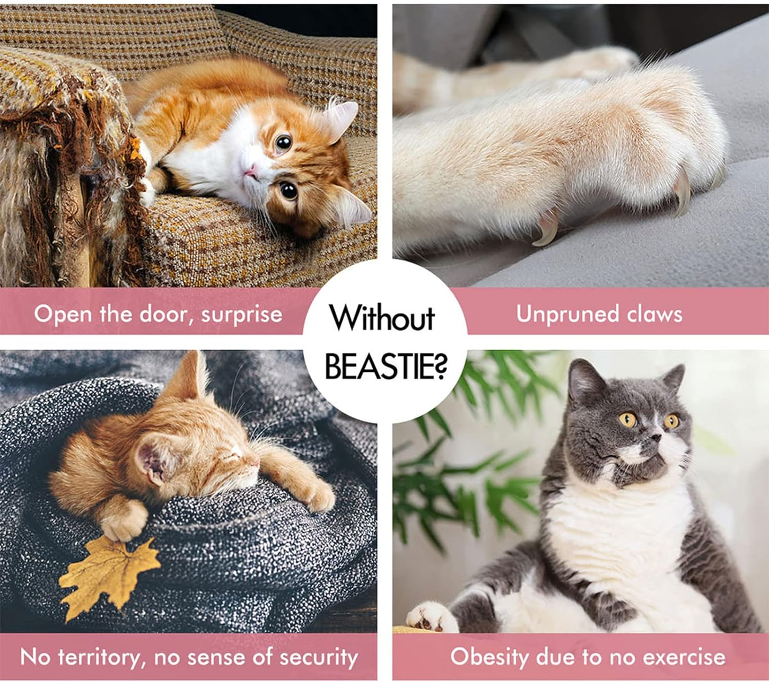 BEASTIE Cat Tree 130Cm Multi-Level Play Tower with Scratching Post, Condo House, Scratch Board & Plush Perch Den, Sisal Covered Scratcher Tower Furniture for Kitten Climbing & Playing, Light Grey image number 1