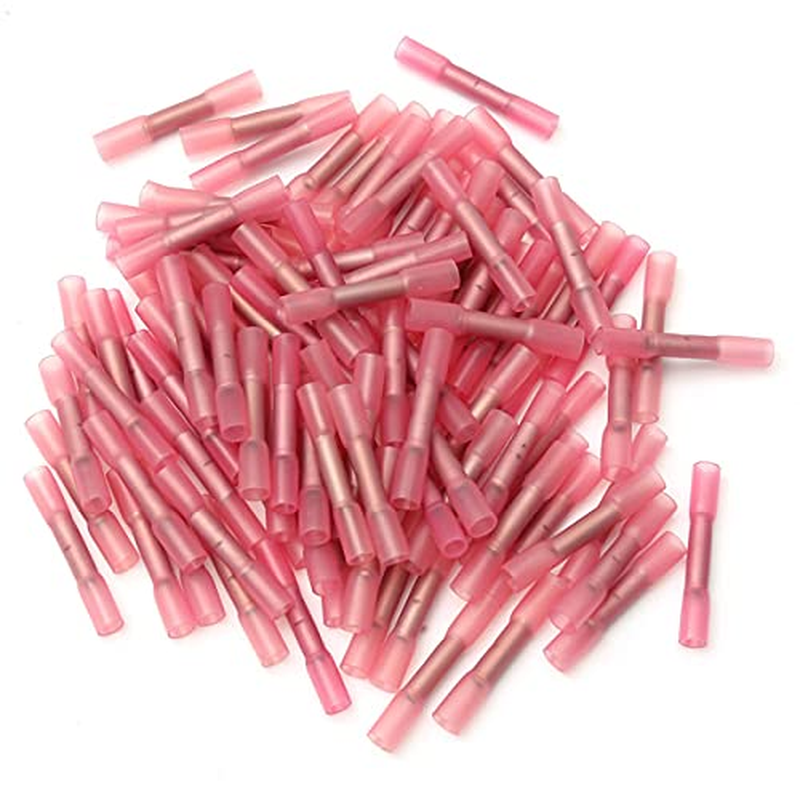 Red Heat Shrink Butt Connector Marine Automotive Waterproof 100 Pack